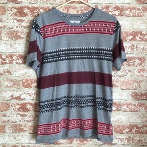 On The Byas Maroon Grey Gray Stripe Tee
